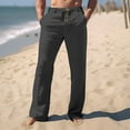 thumbnail image 6 of Lroveb Mens Casual Linen Pants Loose Fit Elastic Drawstring Waist Straight-Legs Summer Yoga Beach Long Pants, 6 of 6