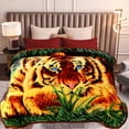 thumbnail image 2 of MERRY HOME King Size Fleece Blanket For Bed, A & B Patterns Soft Warm Animal Blanket, Microfiber Plush Middle Weight Bed Blanket For All Season, Tiger /Brown Tiger, 5.7LB, 83"x91", 2 of 8