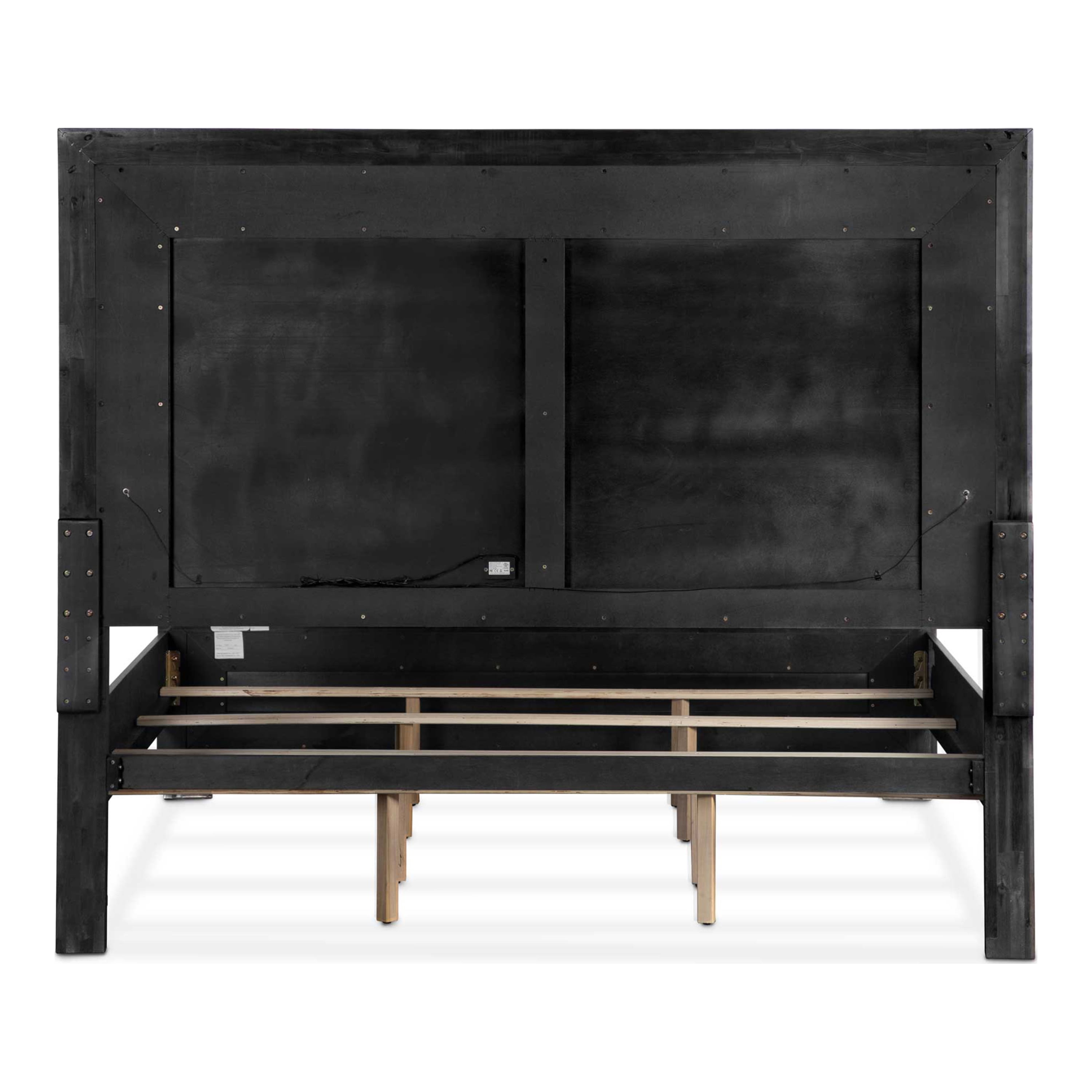 Furniture of America Bennett King Solid Wood Panel Bed with LED Light Headboard, Black