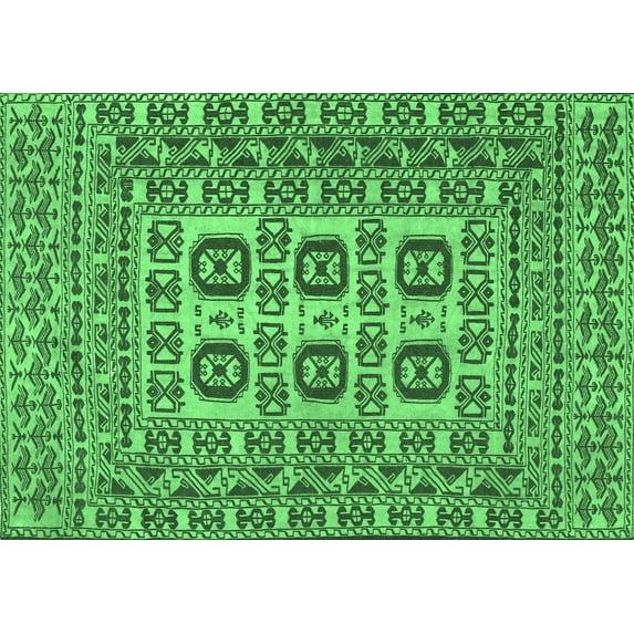 Ahgly Company Indoor Rectangle Southwestern Emerald Green Country Area Rugs, 7' x 9'