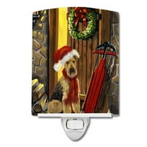 Caroline's Treasures PPP3007CNL Airedale Welcome Home Christmas Ceramic Night Light, 6x4x3", multicolor