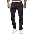 thumbnail image 2 of MRULIC jeans for men Slim Waist Full Trousers Men's Casual Solid Mid Pocket Length Fashion Pant Men's pants Men Casual Pants Dark Grey + L, 2 of 9