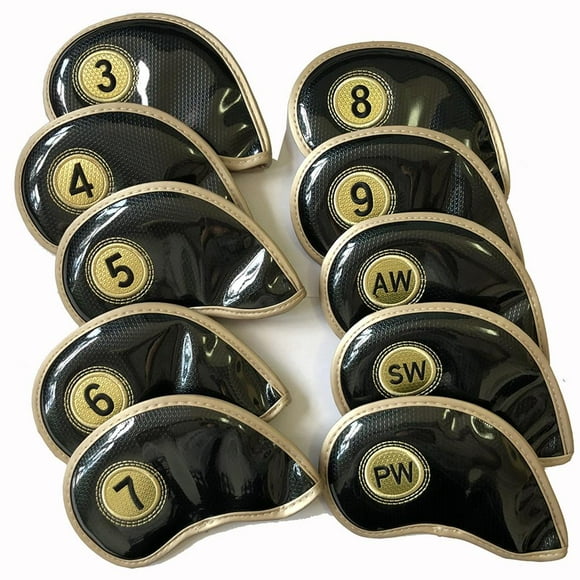 facefd 10 Pcs/Ensemble pour Club de Golf Couvre-Tête en Fer PU Imperméable pour Club de Golf Couvre-Tête No.1