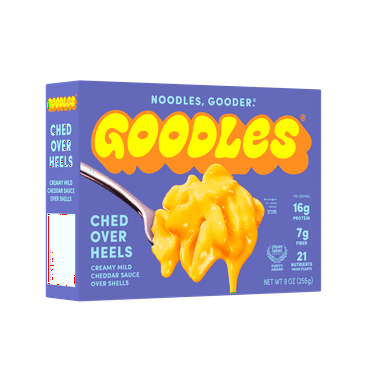 Goodles Deluxe Ched Over Heels Liquid Mac & Cheese, Mild Cheddar, Shells, Shelf Stable, 9 oz; Brand: GOODLES; Product Type: Packaged Meals, Pack of 4