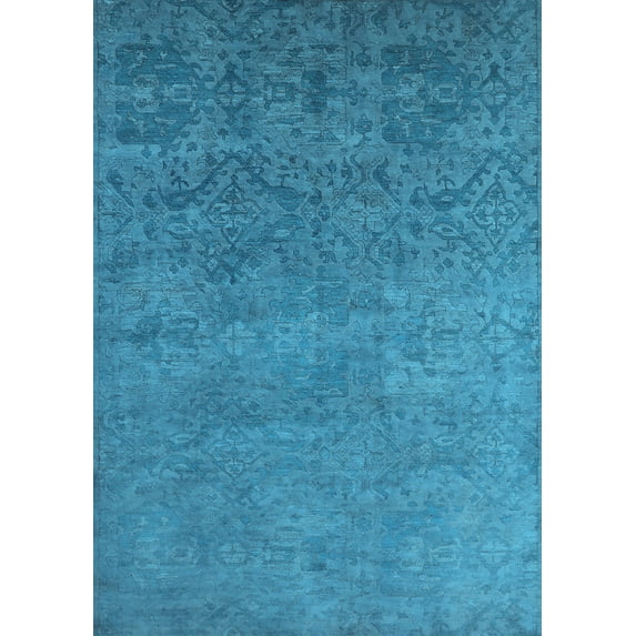 Ahgly Company Indoor Rectangle Oriental Light Blue Industrial Area Rugs, 7' x 10'
