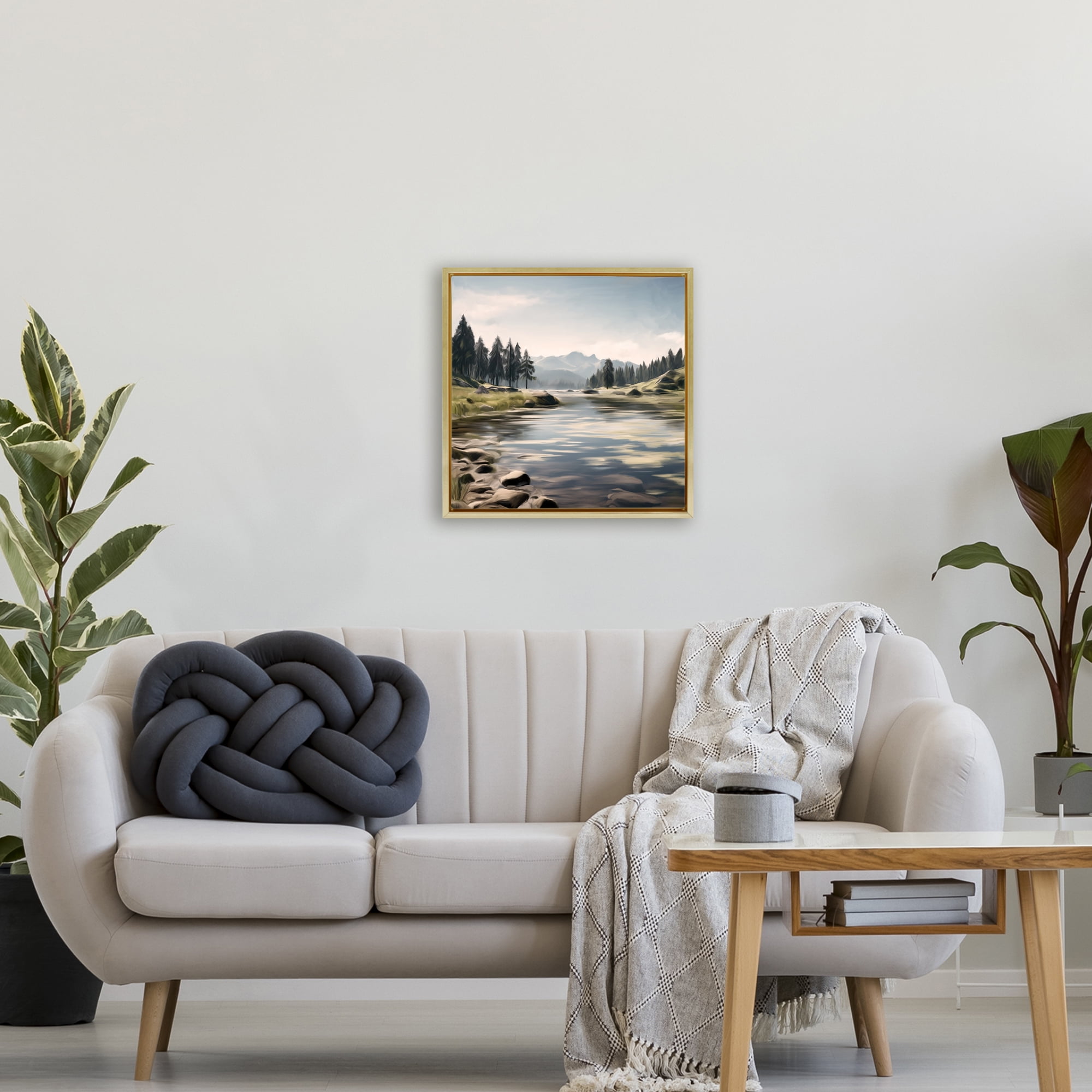 My Hideaway Pond Ripples Gold Framed Floater Canvas Wall Art, design by Kim Allen