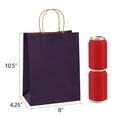 thumbnail image 3 of BagDream 25Pcs Purple Gift Bags with Handles Medium Size Kraft Paper Bags for Birthday, Wedding, Retail, 8x4.25x10.5", 3 of 9