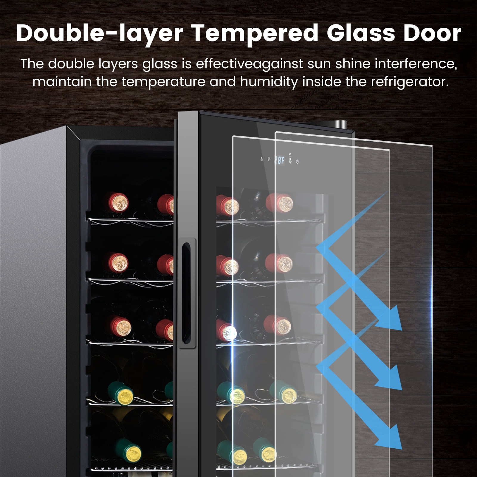 Colozo 17 Inch Wine Fridge Cooler, Under Counter Beverage Refrigerator Cooler with Adjustable Shelves