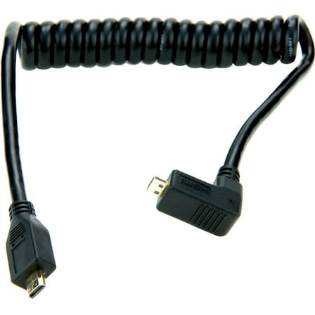 Atomos 11.81"/30cm Coiled Right Angled Micro HDMI to Straight Micro HDMI Cable for Ninja Star