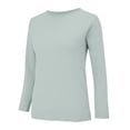 thumbnail image 4 of Vinsonshop Womens Long Sleeve Crewneck Sweaters Casual Ribbed Knit Pullover Tops Basic Jumpers Fall Clothes Winter Warm Layering Tee Mint Green XL, 4 of 9
