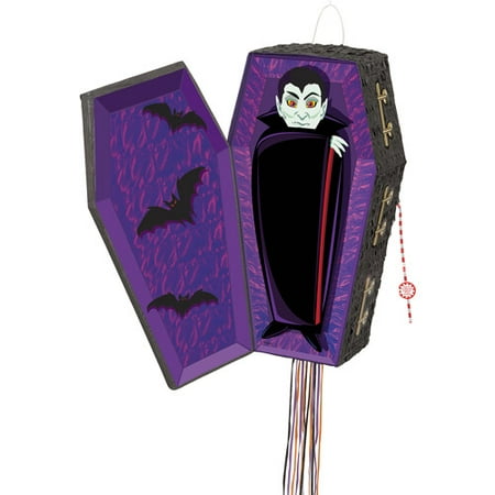 Vampire Coffin Halloween Pinata, Pull String, 25 x 13 in, 1ct