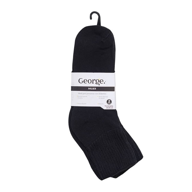Tin George para Mujer, Diabético Negro 2 Pares Unitalla
