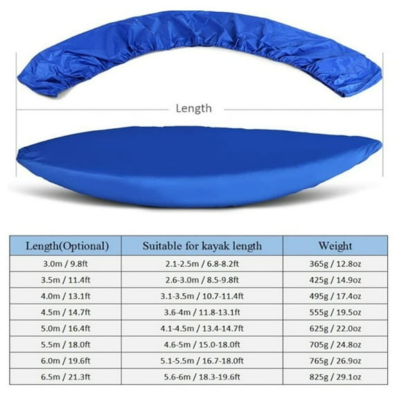 1Pc Kayak Cover Outdoor Marine Kayak Covers Multiple Size 210D Oxford Cloth Rainproof Sun Protection Sustproof Cover Accessories Black 5.6-6M