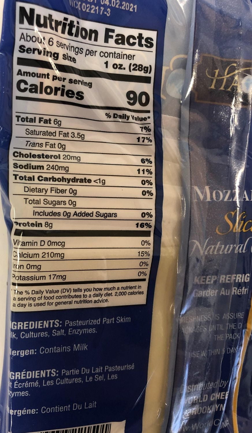 Haolam Mozzarella Sliced Natural Cheese