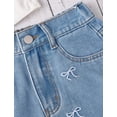 thumbnail image 4 of Girls' Denim Shorts Collection – Bow Embroidered / Distressed Ripped / Allover Bow Print High Waisted Denim Shorts for Kids Summer Casual Wear, 4 of 6