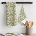 thumbnail image 3 of Green Floral Kitchen Towel Dish Cloths Set of 3, Microfiber Soft Kitchen Hand Towels, Vintage Rustic Botanical Spring Absorbent Quick Drying Dishcloths 18 x 28 Inches, 3 of 8
