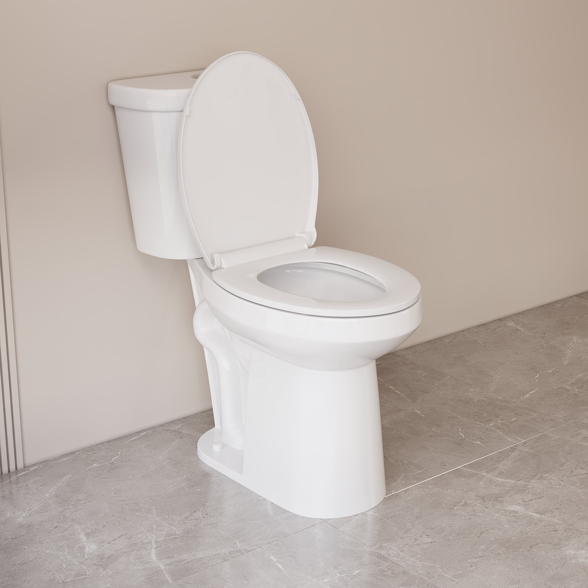 2-Piece 1.1/1.6 GPF Dual flush Elongated 19 in. ADA Comfort Height Toilet in White Map 1000g, Soft-Close Seat Included