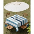 thumbnail image 3 of Outdoor Tablecloth with Umbrella Hole, Blue Teal Ombre Grey Striped Spillproof Waterproof Outdoor Table Cover, Farmhouse Stripe Modern Patio Tablecloths for Party/Garden/Picnic, Square 60"x60", 3 of 9