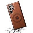 thumbnail image 2 of Phone Case for Samsung Galaxy S24 Ultra, Strong Magnetic Compatible with Mag-Safe, Vintage PU Leather Men Women Cover, Non-Slip Grip Shockproof Protective Bumper Case for Galaxy S24 Ultra, Brown, 2 of 4