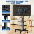 thumbnail image 6 of TAVR Furniture Rolling Mobile TV Cart on Wheels for 23-60 inch Flat Screens, Adjustable Tilt Stand TV Trolley Holds up to 88lbs, 6 of 9