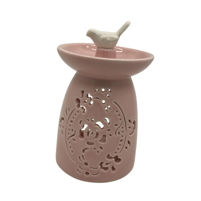 Quemador de cera derretida de cerámica, adorno más cálido, estatuilla, quemador de aceite hueco, difusor perfumado de vela para dormitorio, fiesta, Rosa
