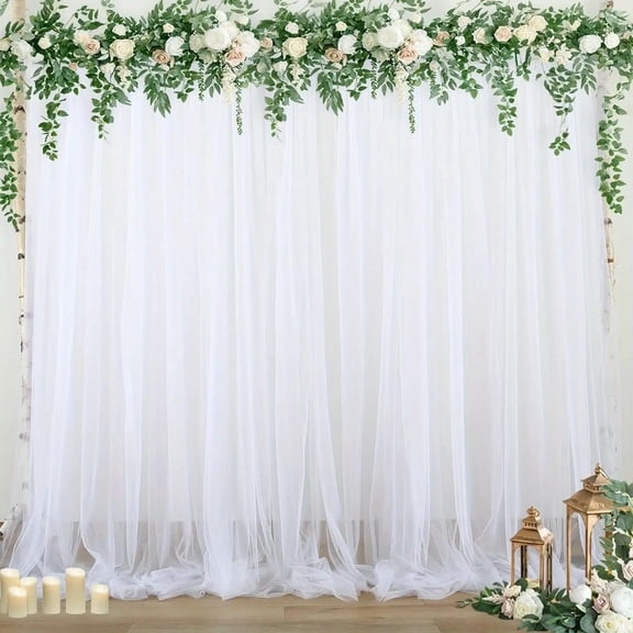 10x10 Ft White Backdrop Curtain Soft Fabric Photography Background Wrinkle Free Curtain Backdrop for Wedding Anniversary Ceremony Arch Party Stage Decoration 2 Panels
