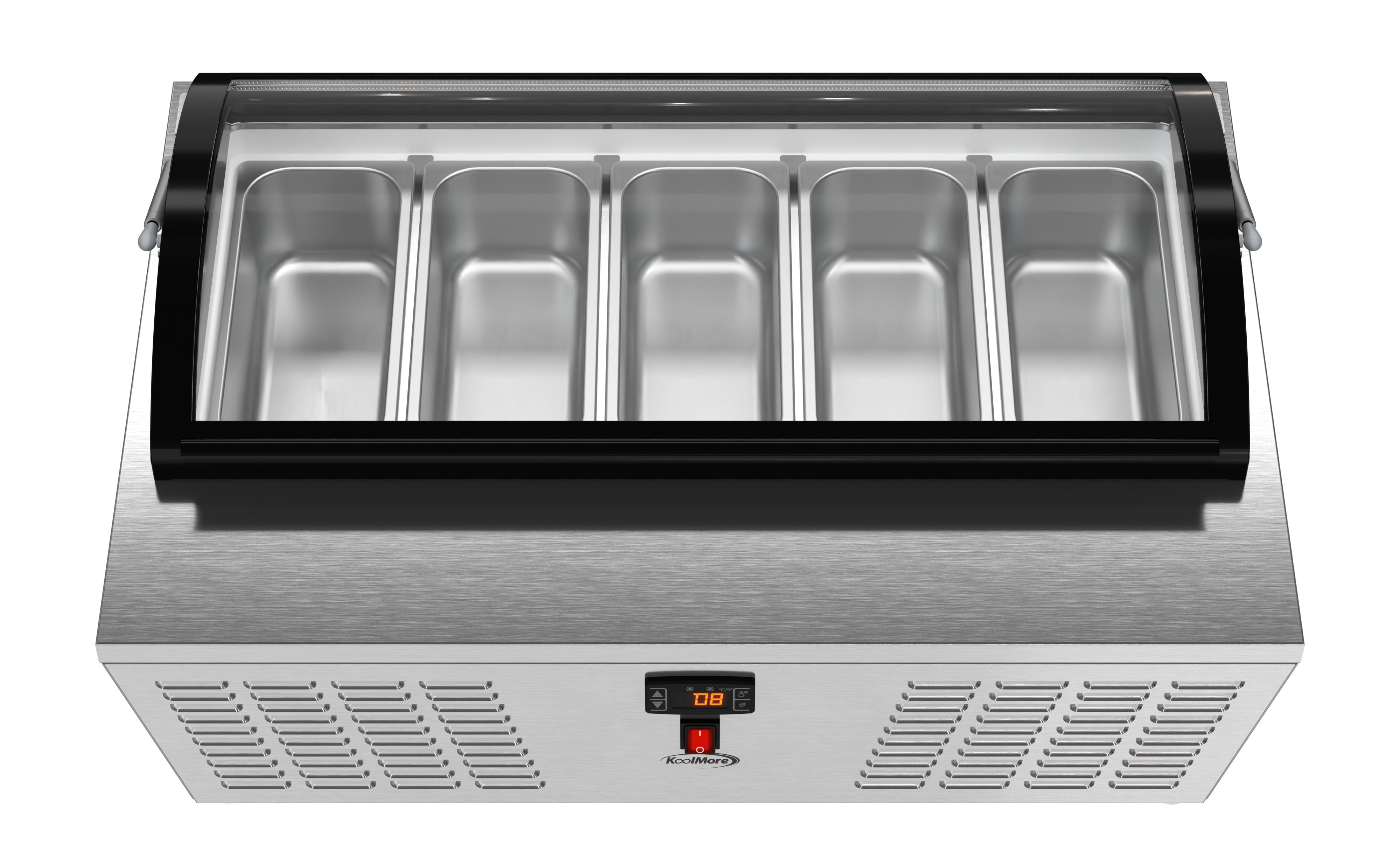 39 in. Countertop Ice Cream Display Freezer with Curved Glass Top and 5 Pans