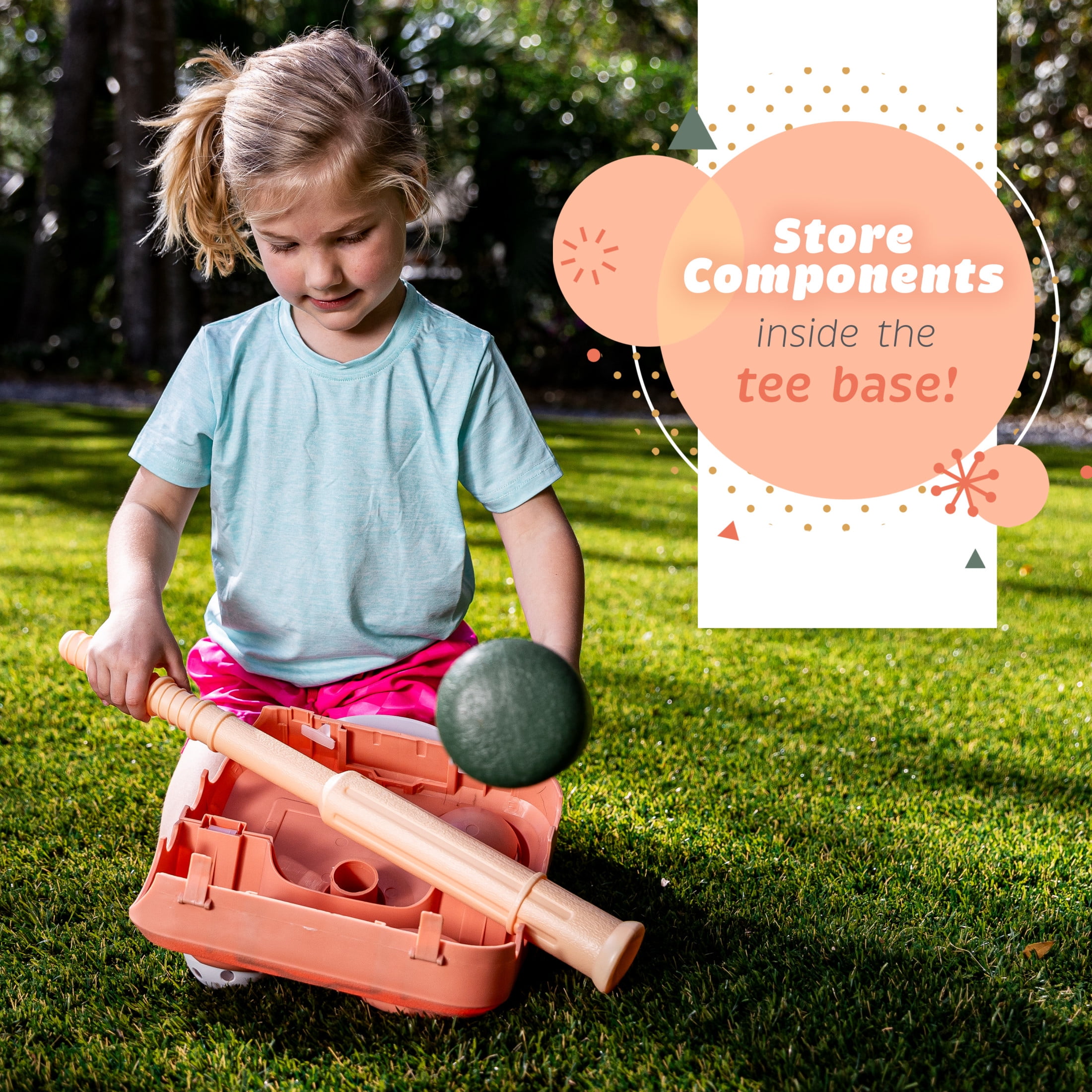Franklin SportsSoftball Fold Away Kids Batting Tee with Bat + Ball Set