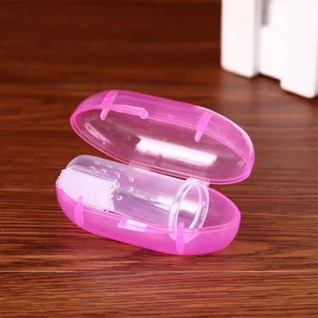 Pet Dog Cat Soft Silicone Finger Brush Toothbrush with Storage Box Teeth Care Cleaning Tool Color:Pink (Best Way To Care For Dogs Teeth)
