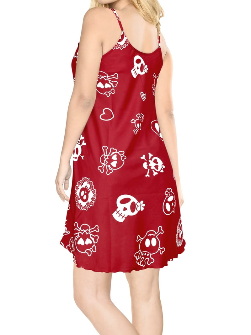 Happy Bay Womens Halloween Vacay Beachwear Pirates Pirate Sundress Casual Mini Dress Beach Dresses Spaghetti Strap Sundresses 10-12 Cartoon Skull, Red