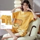 thumbnail image 3 of Pijama de punto de algodón con estampado de nubes para mujer, conjunto de dos piezas de manga corta, ropa de dormir de dibujos animados, Verano, 3 of 4