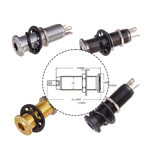 Professional Stereo Output Threaded Output 1/4 Inch Input Anti-noisy Rustproof Exquisite Socket Plug Electric Guitar Accessories Parts Gold