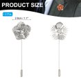 thumbnail image 2 of Uxcell 3Pcs Lapel Pin for Men Metal Lapel Rose Flower Pin Silver, 2 of 6