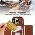 thumbnail image 4 of Crossbody Wallet Case for iPhone 12/12 Pro, with Shoulder Strap Card Slots Ring Holder, Magnetic Flip Folio Zipper Purse Case, PU Leather Kickstand Cover Handbag for iPhone 12/12 Pro, Coffee, 4 of 10