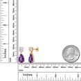 thumbnail image 3 of Gem Stone King 18K Yellow Gold Plated Silver Purple Amethyst and White Zirconia Teardrop Dangle Drop Earrings for Women (8.30 Cttw, Gemstone Birthstone, Pear Shape 12x8MM, Round 6MM), 3 of 4