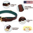 thumbnail image 3 of Durable Leather Dog Collar - Medium Brown with Hunter Green Leather Lining - Soft Strong Domestic Leather with Solid Brass Hardware - Amish Made in The USA (Medium), 3 of 8
