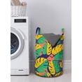 thumbnail image 3 of Exotic Laundry Bag, Colorful and Abstract Tropical Jungle Pattern Monstera Leaf Silhouettes, Basket with Handles Drawstring Closure for Laundromats, 13" x 19", Sea Green Earth Yellow, by Ambesonne, 3 of 4