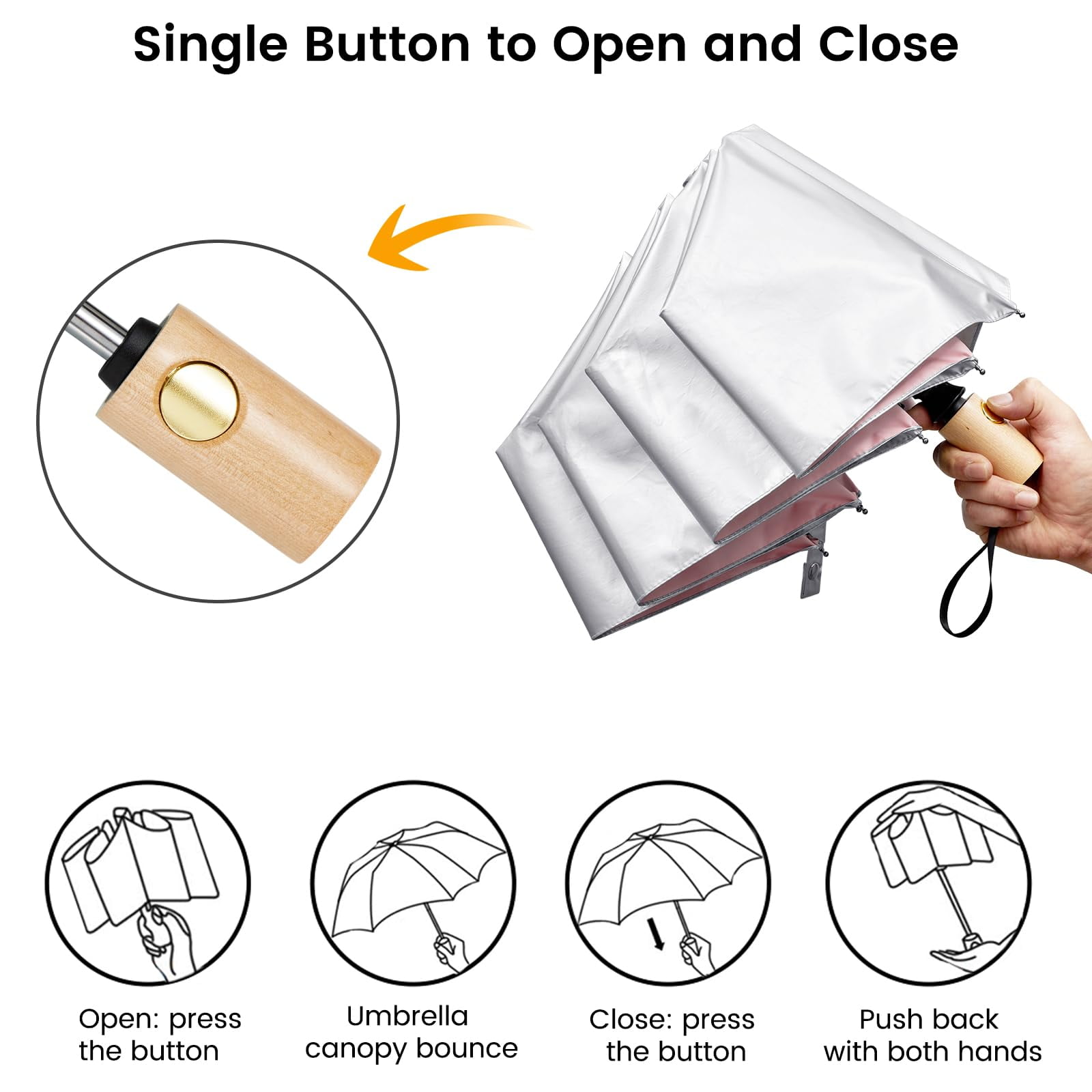 G4Free UPF 50+ UV Protection Travel Sun Umbrella Compact 42 Inch Small UV Blocking SPF Umbrella Auto Open Close