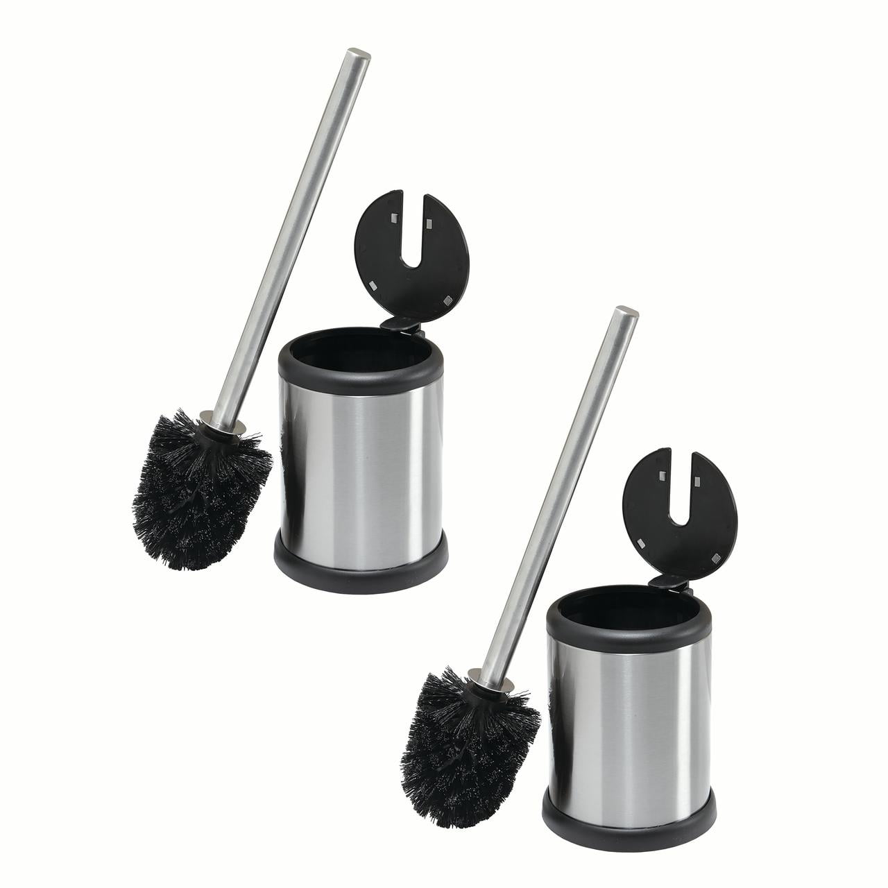 3 Set Toilet Brush Holder Bathroom Cleaning Bowl Design Chrome Stainless Steel 