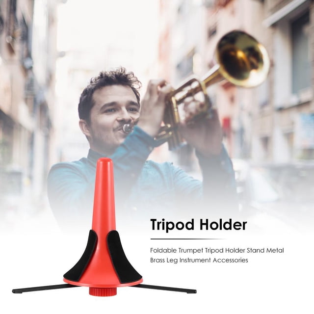 Tnstrumento Musical Soporte plegable para trípode de trompeta, accesorios para instrumentos de pierna de latón (rojo)