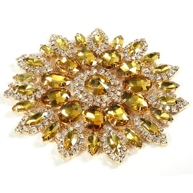 Not Easy To Change Color 11cm Rhinestone Brooch Pin, Flower Shoe Clips, For DIY Clothes Shoe Bag