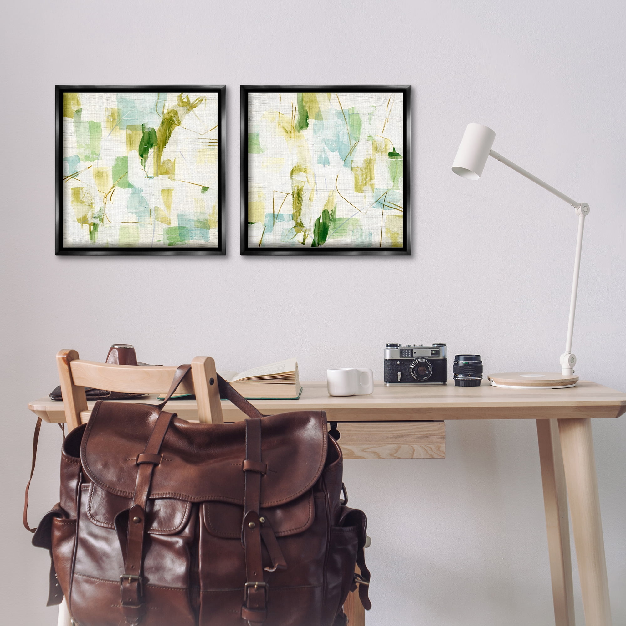 Stupell Industries Abstract Chaotic Patterns Abstract Painting Black Floater Framed Canvas Art Print Wall Art, 18 x 18, Set of 2