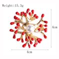 thumbnail image 2 of Red Coral Flower Pearl Brooch, 2 of 4