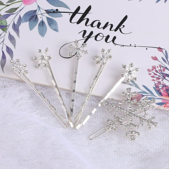 Topbathy Snowflake Hair Clips: 6pcs Rhinestone Bobby Pins Snowflake Hair Accessories for Winter Christmas Wedding Bridal Elegant Crystal for Women and Girls
