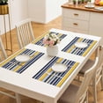 thumbnail image 4 of Placemats Set of 4, Yellow Blue Black Stripe Washable Table Mats for Dining Table, Abstract Geometric Wipeable Place Mats for Kitchen Indoor Outdoor, 4 of 8
