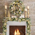 thumbnail image 6 of 24 Inch Battery Operated Christmas Wreath for Front Door Decor with 30 LED Lights, Champagne Gold Ball Ornaments, Poinsettia Flowers, Ribbon and Pine Cones, 6 of 7