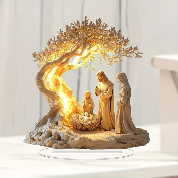 Easter Nativity Scene Figurine Tabletop Decor Nativity Figurines Set Home_W