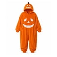 thumbnail image 3 of Abcomgle Pumpkin Onesie for Women Halloween Costumes Hooded Pajamas Plush Onesie Pjs Flannel Long Sleeve Loungewear Jumpsuit Set, 3 of 8