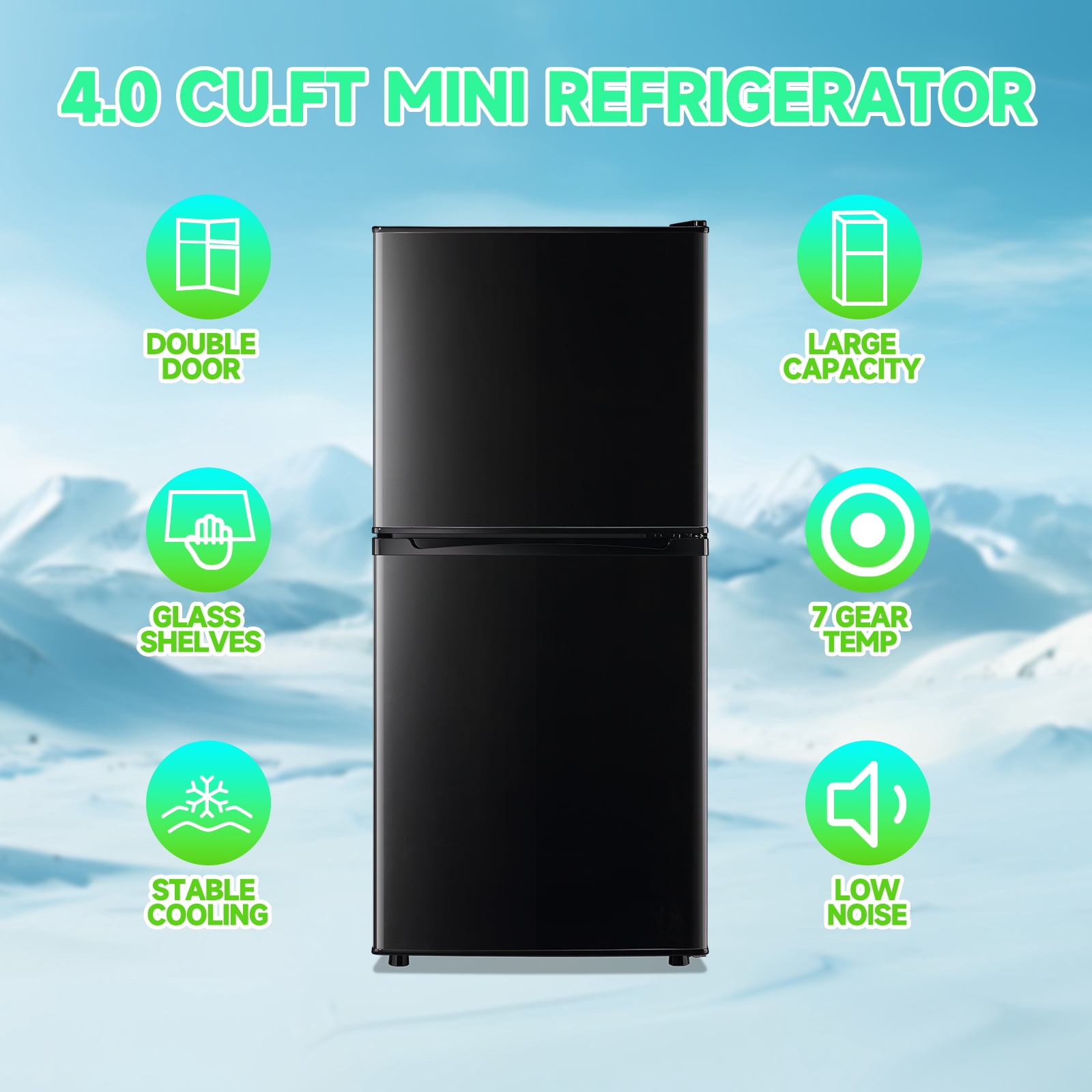 TACOOL 4.0 Cu.ft Small Refrigerator Mini Fridge for Bedroom Drink Holder Large Capacity Suit for Home, Apartment, Office Black