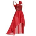 thumbnail image 2 of IBTOM CASTLE Women Sequin Lyrical Dance Dress Adult Contemporary High Low Tulle Chiffon Skirt Praise Dancewear S Red, 2 of 8